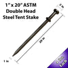 Image of ASTM 1" x 20" Double Head Steel Stake for Inflatables