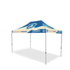 Image of Custom Canopy Tent with Full Back Wall, Half Side Walls & Feather Flags