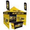 Image of Custom Canopy Tent with Three Back Walls, Feather Flags & Table Cover