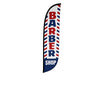 Image of Barber Shop Feather Flag Red/White/Blue