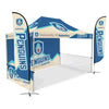 Image of Custom Canopy Tent with Full Back Wall, Half Side Walls & Feather Flags