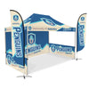 Image of Custom Canopy Tent with Full Back Wall, Half Side Walls & Feather Flags