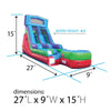 Image of Save on 15' Modular Retro Rainbow Commercial Inflatable Water Slide with Blower
