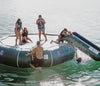 Image of 17 foot bounce n splash natural green water trampoline with slide