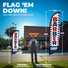 Image of Barber Shop Feather Flag Red/White/Blue