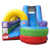 Image of 34' Retro Rainbow Water Slide and Splash and Ride Slide Combo with Blower