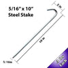 Image of 5/16" x 10" Steel Hook Tarp Stakes - 10 Pack