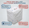 Image of 700 lb Tent Ballast Vinyl Block Cover - 21" x 21" x 23", White