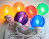 Image of Package of (10) 6-Globe Light Set - Color Globes with White Curly String Cords