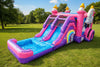 Image of 5-in-1 Super Combo Dual Lane Unicorn Pool/ Stopper | Inflatable Bounce House Combo - CO2190-U