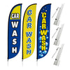 Image of Car Wash Feather Flag - Variety 3 Pack w/ Ground Spike Pole Set
