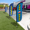 Image of Car Wash Feather Flag - Variety 3 Pack w/ Ground Spike Pole Set