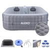 Image of ALEKO NEW Charcoal Inflatable Jetted Square Hot Tub with LED Lights - 6 Person - Hemp Rope Pattern