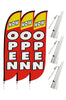 Image of Now Open Feather Flag - 3 Pack w/ Ground Spike Pole Set