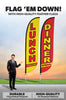 Image of Restaurant Feather Flags - 2 Pack w/ Ground Spike Pole Set