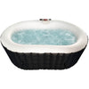 Image of Aleko Pool & Spa 2 Person 145 Gallon Black and White Oval Inflatable Hot Tub Spa With Drink Tray and Cover by Aleko 655222807151 HTIO2BKW-AP 2 Person 145 Gallon Oval Inflatable Hot Tub Spa Drink Tray HTIO2BKW-AP