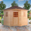 Image of Aleko Saunas 5 Person Canadian Hemlock Wet Dry Outdoor Sauna with Asphalt Roof 6 kW Harvia KIP Heater by Aleko 781880216797 SKD5HEM-AP 5Person Hemlock Outdoor Sauna Asphalt Roof 6kW Harvia KIP Heater Aleko