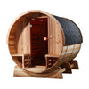 Image of Aleko Saunas 6 Person 6 kW Harvia KIP Heater Outdoor Rustic Cedar Barrel Steam Sauna Front Porch Canopy by Aleko 781880253785 SB6CED-AP 6 Person 6 kW Harvia KIP Outdoor Rustic Cedar Barrel Sauna by Aleko