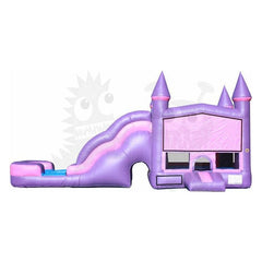 Bouncer Depot Inflatable Bouncers 16'H Inflatable Wet/Dry Pink Castle Combo with Slide Pool & Hoop by Rocket Inflatables 781880223276 COM-510 16'H  Wet/Dry Castle Combo Slide Pool Hoop Rocket Inflatables #COM-510