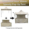 Image of 10' x 10' 50mm Speedy Pop-up Carnival Tent Sidewall Kit, Green and White Strip