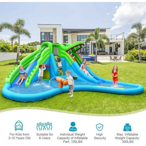 Costway Inflatable Bouncers Inflatable Crocodile Style Water Slide Upgraded Kids Bounce Castle with 780W Blower by Costway 781880256250 03791258 Crocodile Style Water Slide Upgraded Kids Bounce Castle w/ 780W Blower