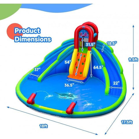 Costway Inflatable Bouncers Inflatable Water Park Waterslide for Kids Backyard with 780W Air Blower by Costway 781880256311 27184653 Inflatable Water Park Waterslide for Kids Backyard w/ 780W Air Blower