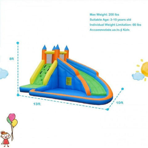 Costway Inflatable Bouncers Kids Inflatable Water Slide Bouncing House with Carrying Bag and 480W Blower by Costway 781880243731 92061758