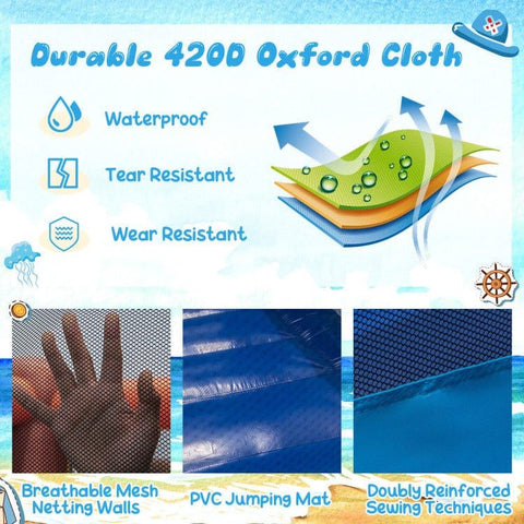 Costway Inflatable Bouncers Pirate-Themed Inflatable Bounce Castle with Large Jumping Area and 735W Blower by Costway 781880255376 34051698 Pirate-Themed Inflatable Bounce Castle Large Jumping Area 735W Blower