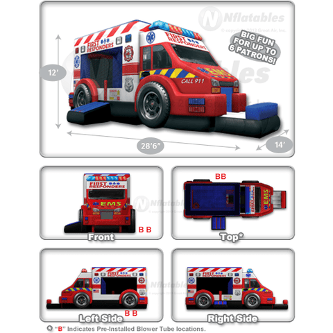 Cutting Edge Inflatable Bouncers 12'H First Responders Combo (Red) by Cutting Edge 781880213413 BC420102 12'H First Responders Combo (Red) by Cutting Edge SKU# BC420102