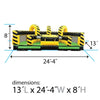 Image of Dimensions diagram of Venom U-Turn inflatable obstacle course showing 13 ft length, 24 ft width, and 8 ft height