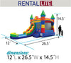 Image of Rental Lite Rainbow Castle Smiley Face Bounce House Slide Combo with Wet Pool Attachment