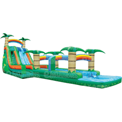 eInflatables Water Parks & Slides 22'H Tropical 2 Lane Run N Splash Combo by eInflatables 781880284222 626  22'H Tropical 2 Lane Run N Splash Combo by eInflatables SKU# 626
