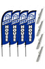 Image of Open House Feather Flag - 4 Pack w/ Ground Spike Pole Set