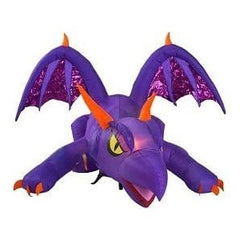 Gemmy Inflatables Halloween Inflatables 8 1/2' Halloween Animated Mixed Media Purple & Orange Dragon w/ Turning Head by Gemmy Inflatables