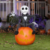Image of Gemmy Inflatables Inflatable Party Decorations 3 1/2' Halloween Nightmare Before Christmas Jack Skellington On Pumpkin by Gemmy Inflatables 781880239420 223450 3 1/2' Halloween Nightmare Jack Skellington Pumpkin Gemmy Inflatables