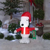 Image of Gemmy Inflatables Inflatable Party Decorations 3 1/2' Peanut's Snoopy in Santa Outfit w/ Ho Ho Ho Sign by Gemmy Inflatables 781880205852 118088 3 1/2' Peanut's Snoopy in Santa Outfit Ho Ho Ho Sign Gemmy Inflatables