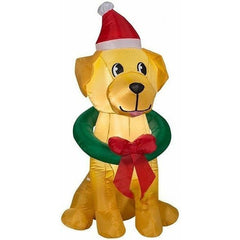 Gemmy Inflatables Inflatable Party Decorations 3 1/2' Yellow Lab w/ Santa Hat & Wreath by Gemmy Inflatables 781880274759 117257
