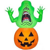 Image of Gemmy Inflatables Inflatable Party Decorations 4 1/2' Halloween Ghostbusters Slimer on Pumpkin by Gemmy Inflatables 781880239246 73945