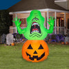 Image of Gemmy Inflatables Inflatable Party Decorations 4 1/2' Halloween Ghostbusters Slimer on Pumpkin by Gemmy Inflatables 781880239246 73945