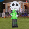 Image of Gemmy Inflatables Inflatable Party Decorations 5' Tim Burton’s Nightmare Before Christmas Jack Skellington Holding Small Oogie Boogie by Gemmy Inflatable 781880241256 228549 Nightmare Before Christmas Jack Skellington Holding Small Oogie Boogie