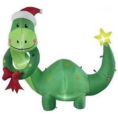 Gemmy Inflatables Inflatable Party Decorations 6' Christmas Green Dinosaur w/ Wreath by Gemmy Inflatables 781880274728 Y170L