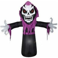 Gemmy Inflatables Inflatable Party Decorations 8' Animated  Halloween Skeleton Reaper w/ Red Eyes by Gemmy Inflatables 781880270805 226307 8' Animated  Halloween Skeleton Reaper Red Eyes by Gemmy Inflatables