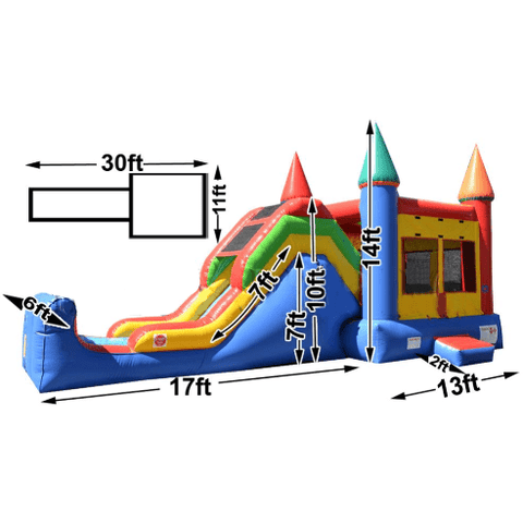 Happy Jump WET N DRY COMBOS 30'L 14'H 5 in 1 Super Combo Castle by Happy Jump CO2151 30"L 14"H 5 in 1 Super Combo Castle by Happy Jump SKU# CO2151