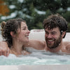 Image of 4 Person 160 Gallon Square Inflatable Black and White Hot Tub Spa With Cover by Aleko