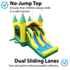 Image of Kids Green Marble Dual Lane Bounce House with Slide Combo with Blower