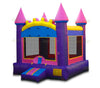 Image of Inflatable Bounce Houses Pink Castle Jump is an inflatable bounce house for sale and customization options available, Buy yours today.