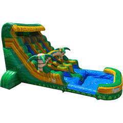 Jingo Jump Inflatable Bouncers 18 FT 2 Lane Tropical Wet-Dry Slide by Jingo Jump 18 FT 2 Lane Unisex Wet-Dry Slide by Jingo Jump SKU# 64