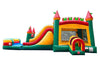 Image of Mega Fire Marble Water Slide Bounce House Combo with Blower and Detachable Pool
