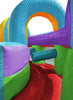 Image of Inside view of Retro Rainbow inflatable obstacle course showing curved pathways and padded obstacles for fun play