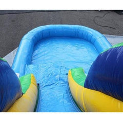 13' H 2-Lane Green N Blue Combo W/ Pool by MoonWalk USA